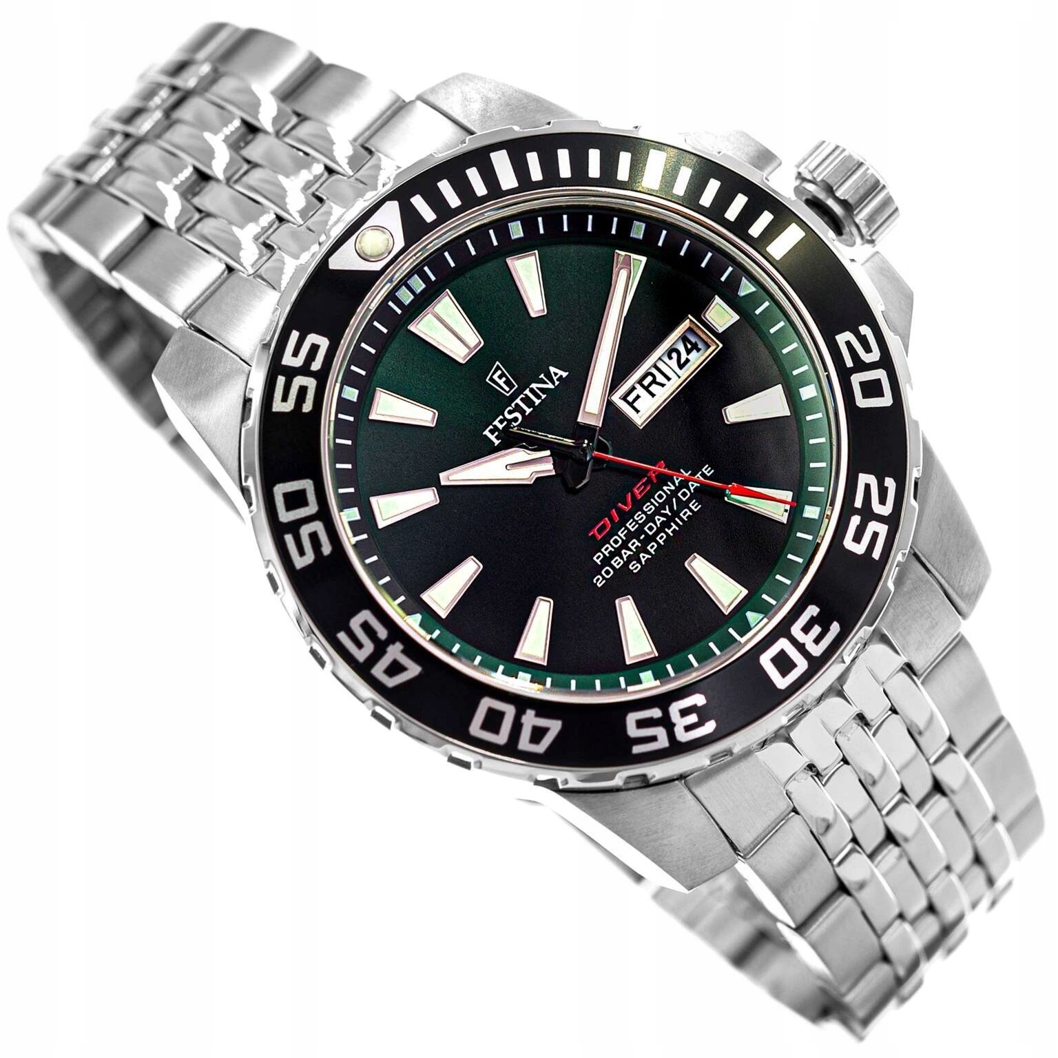 Pánské Hodinky Festina F20661/2 Diver Stříbrné Na Náramku 200 M Datumovka