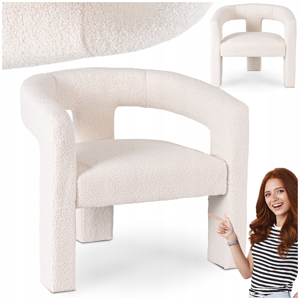 Krémové čalouněné odpočinkové křeslo do obývacího pokoje a ložnice Lille