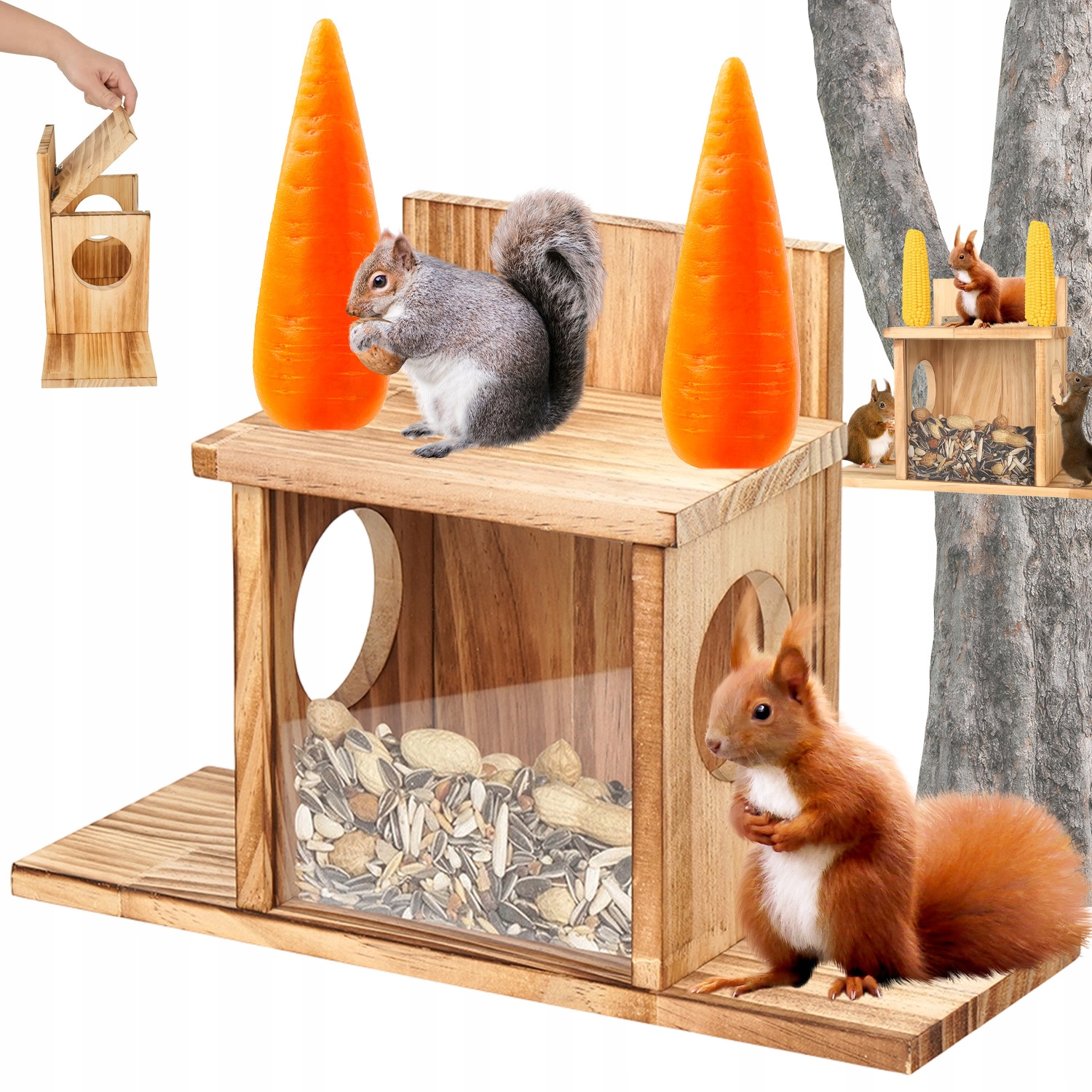 Levně Krmítko Pro Veverky Je Pevné A Montuje Se Na Stěnu Stromu S Panty