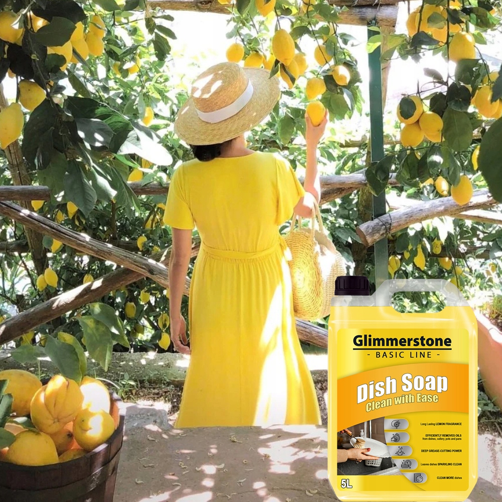 GLIMMERSTONE PŁYN ŻEL DO MYCIA NACZYŃ CYTRYNOWY - NOWOCZESNA FORMUŁA - 5L Zapach cytrynowy
