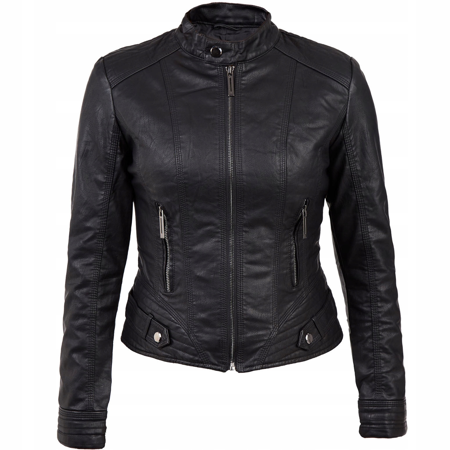 721_KURTKA Damska Skórzana Ramoneska Przejściowa Skóra M