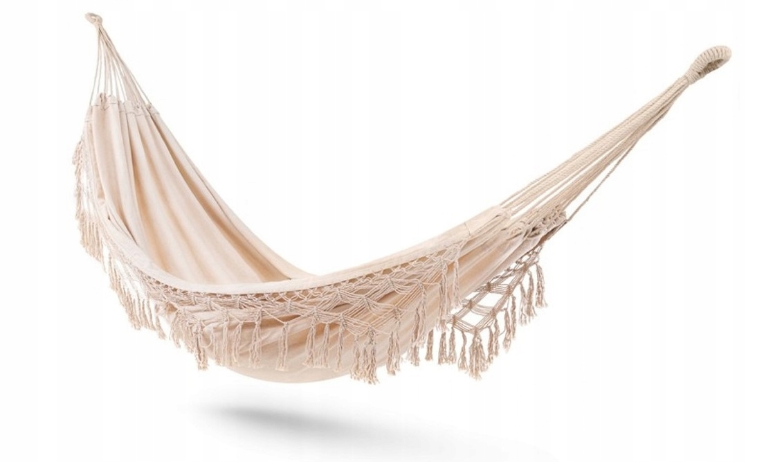 Hamak Brazylijski Ogrodowy Dwuosobowy 220x150 Boho Ecru