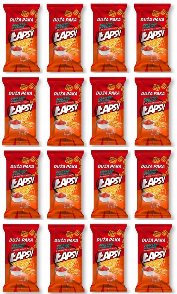 Levně 16 x 110 g Łapsy Krekry kostkované s příchutí kečupu Karton