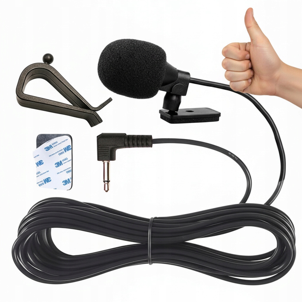 MIKROFON SAMOCHODOWY DO RADIA/GPS/DVD Z KLIPSEM+TAŚMA JACK 3,5 mm