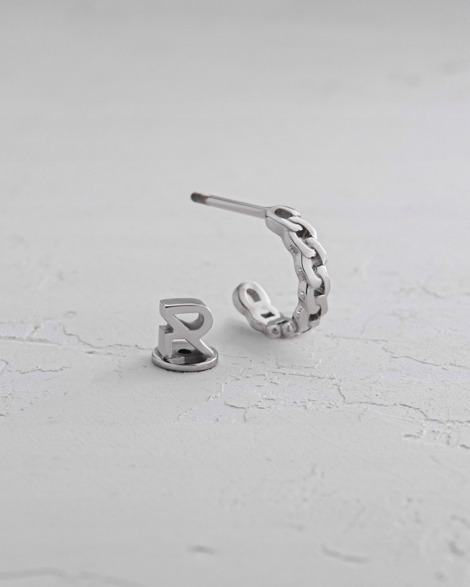 Mono-náušnice Řetěz (bílé zlato)