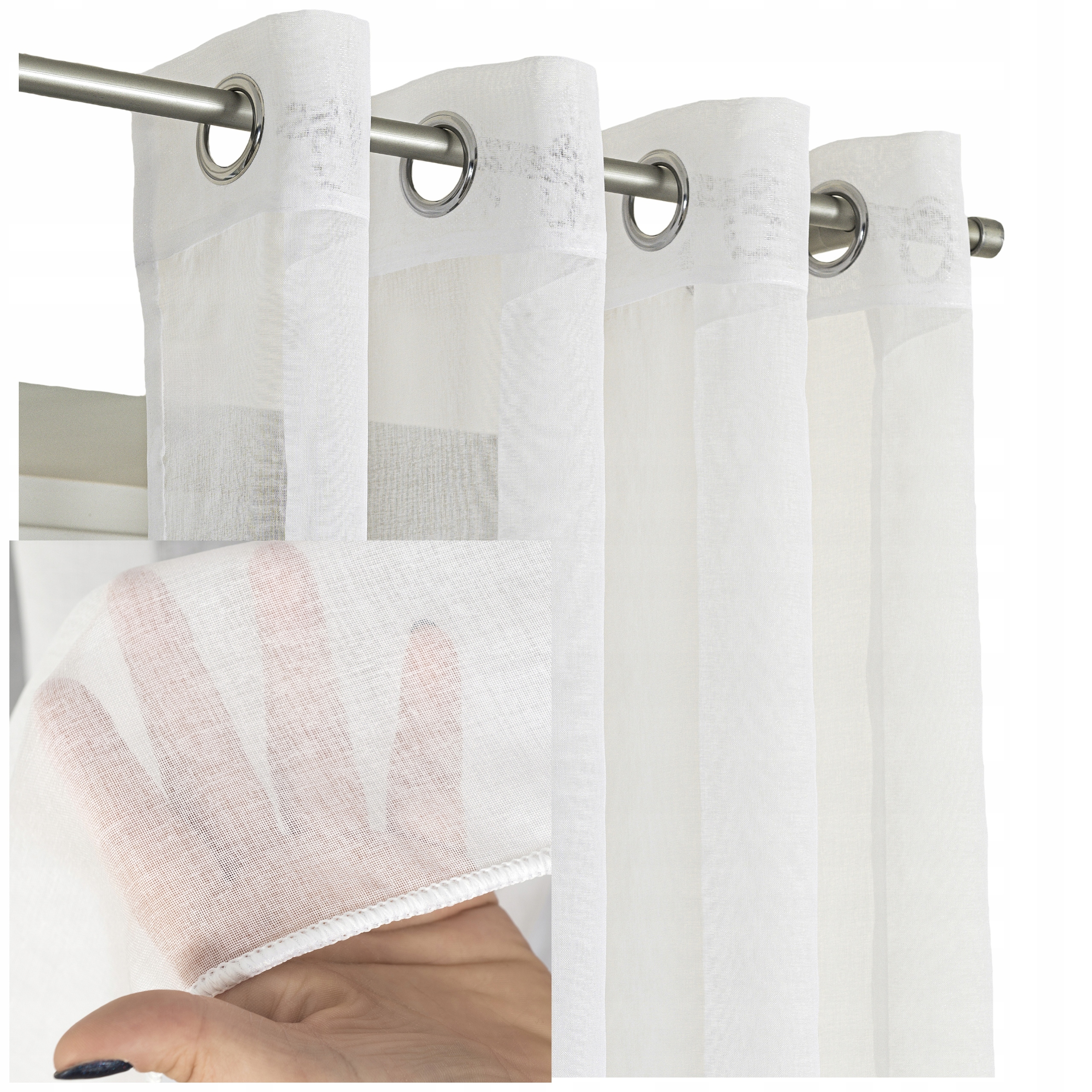 Hotová Záclona Etamina Bílá Na Průchodkách S Olovnicí Do Obývacího Pokoje 300x265 cm