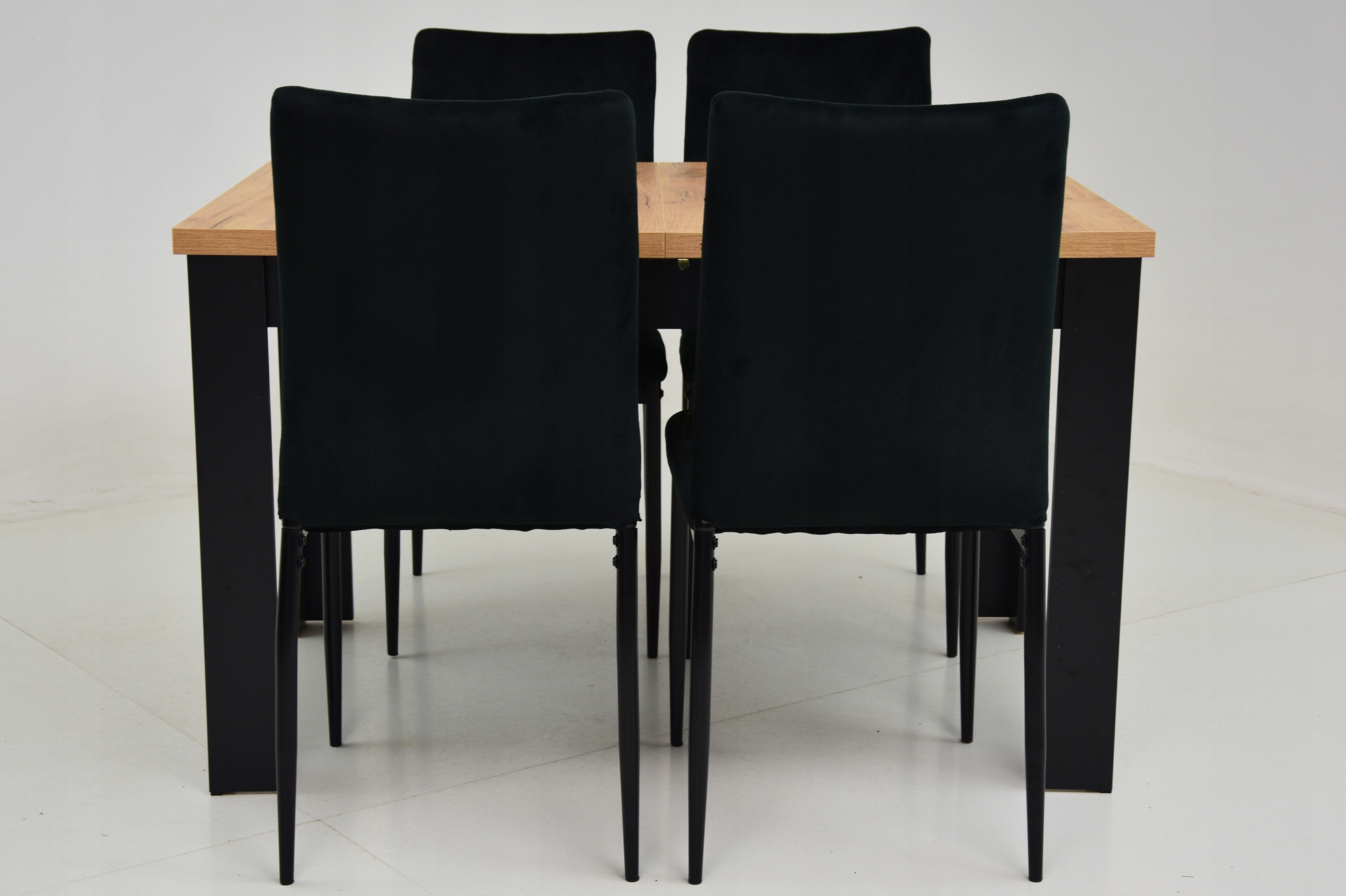 Rozkładany stół do SALONU JADALNI blat DĄB CRAFT i 4 TAPICEROWANE krzesła Marka Grande Meble