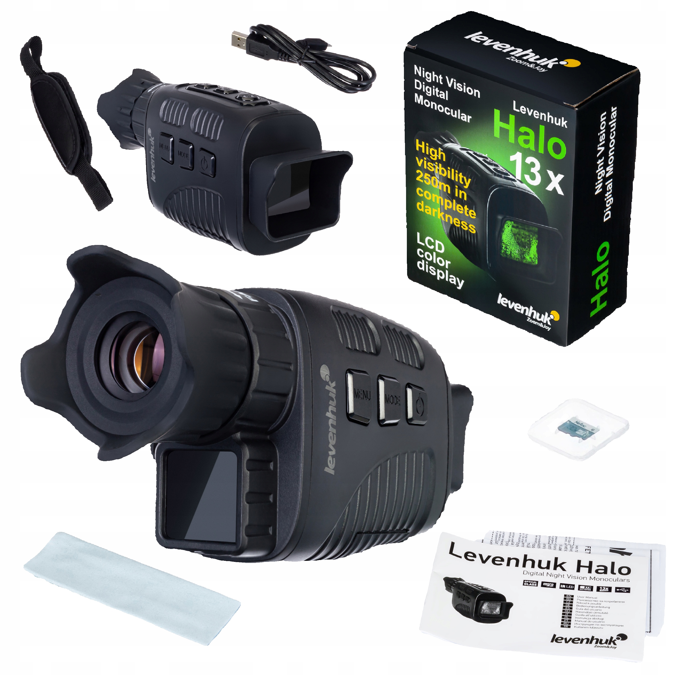 Monokular Noktowizor Levenhuk Wojskowy Myśliwski Halo 13X Zoom Podczerwień