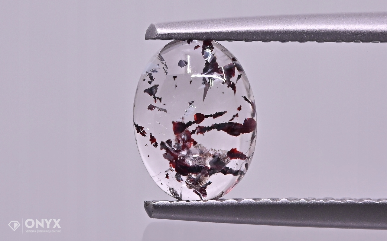 Jahodový křemen kabošon ovál 8x5,5 mm