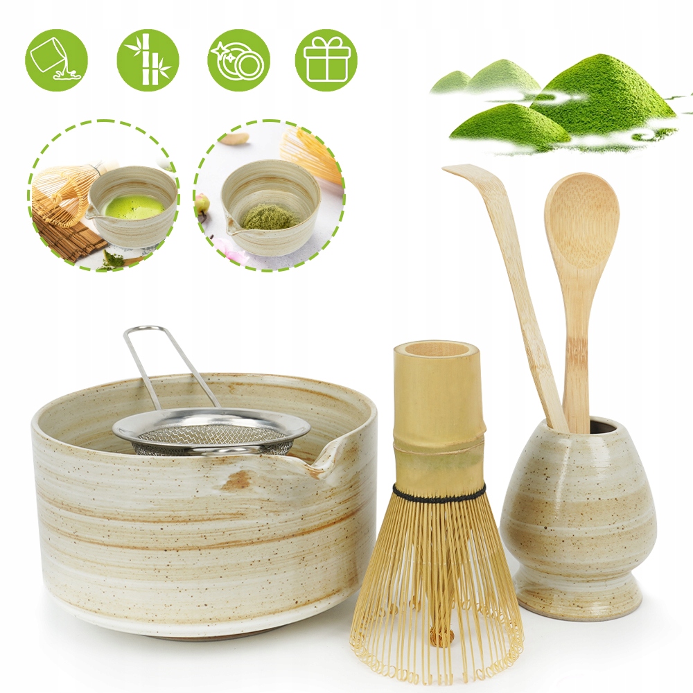 Levně Keramická Sada Pro Matcha Se 6 Prvky, Ideální Dárek, Žlutá Barva