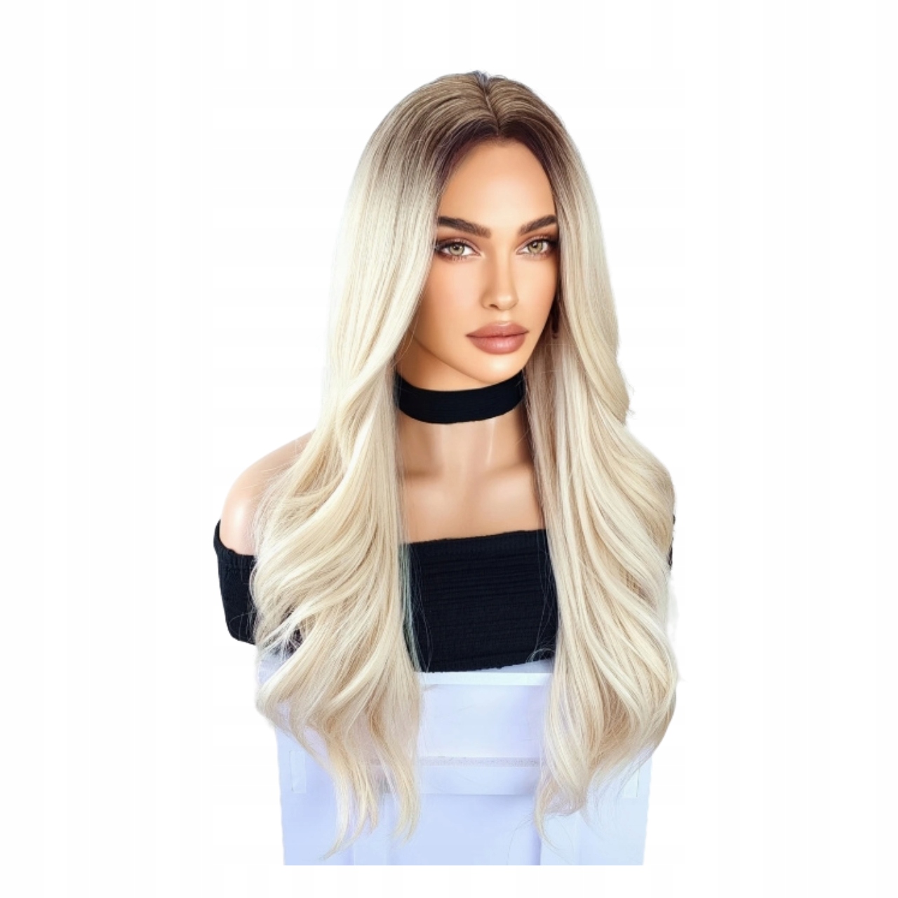 Dámská paruka blond, elegantní rovný střih s ofinou