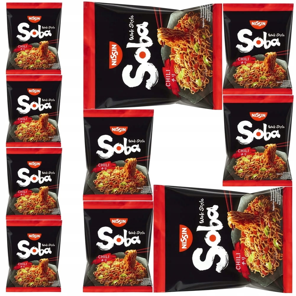 Levně 10x Blesková polévka Těstoviny Instant Chili Ostrý Soba Wok 110g Nissin