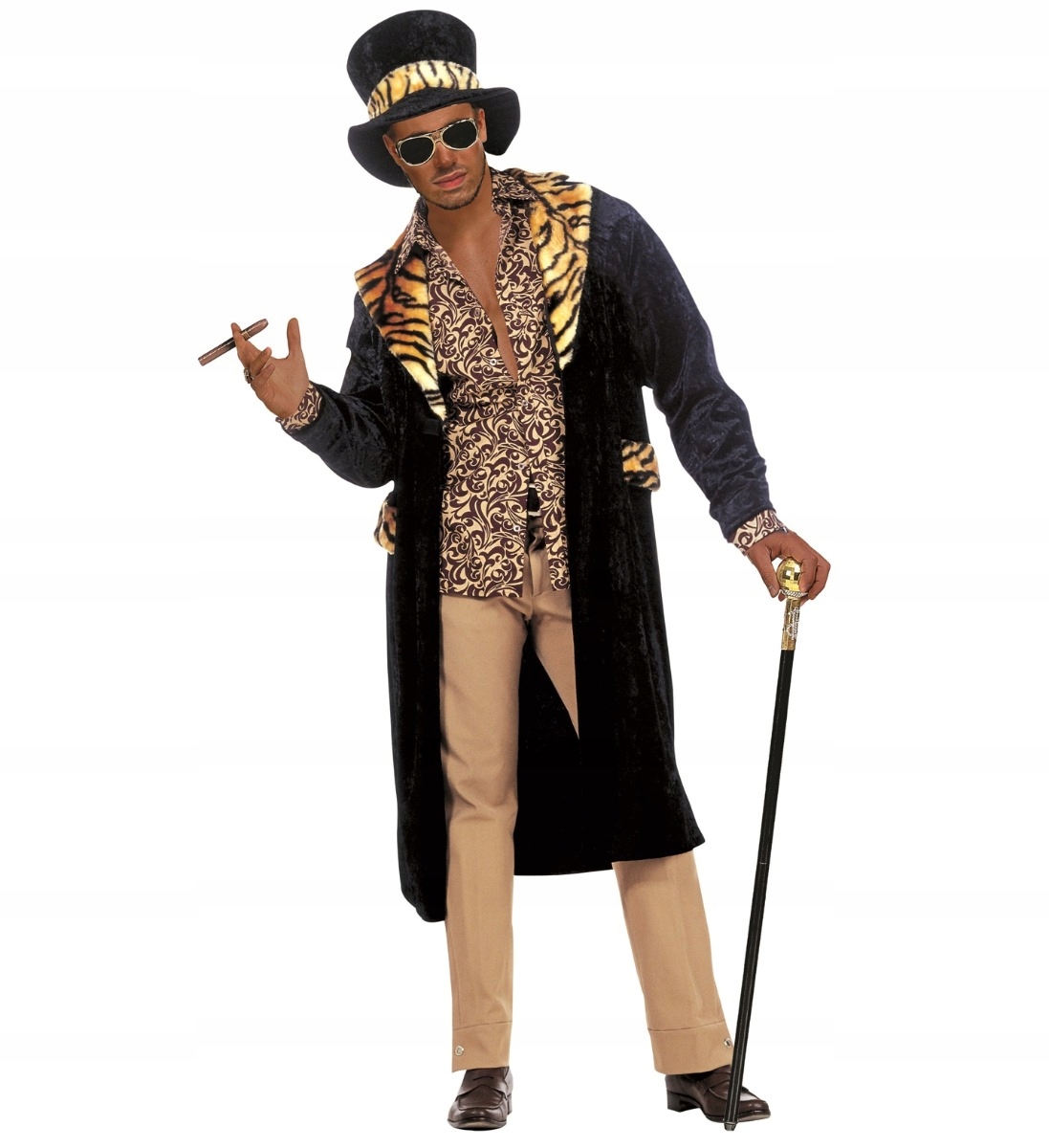 Kostým Pimpa Alfonse Černý Panterka Pimp Disco Retro XL