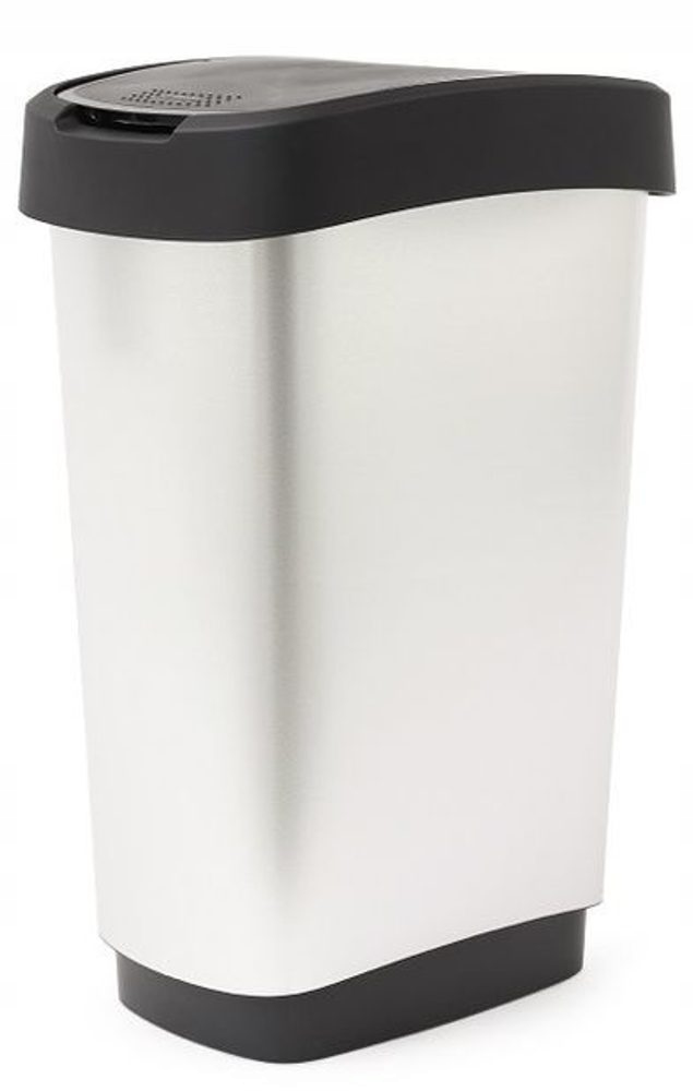 Levně koš odp.50l Twist- IML. Art Metal, černý výklop., plast