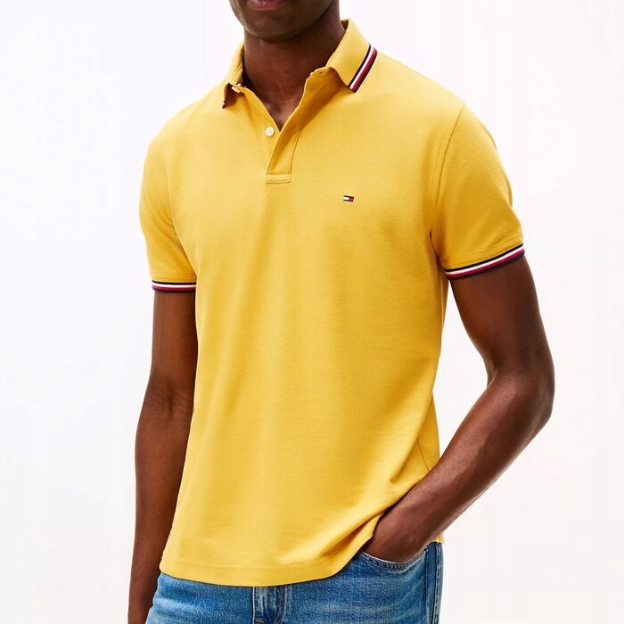 Polokošile Tommy Hilfiger bavlněné žluté, módní pánské, velikost M (nová)