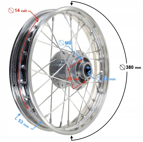

Felga Przednia Szprychowa Cross 14x1.4
