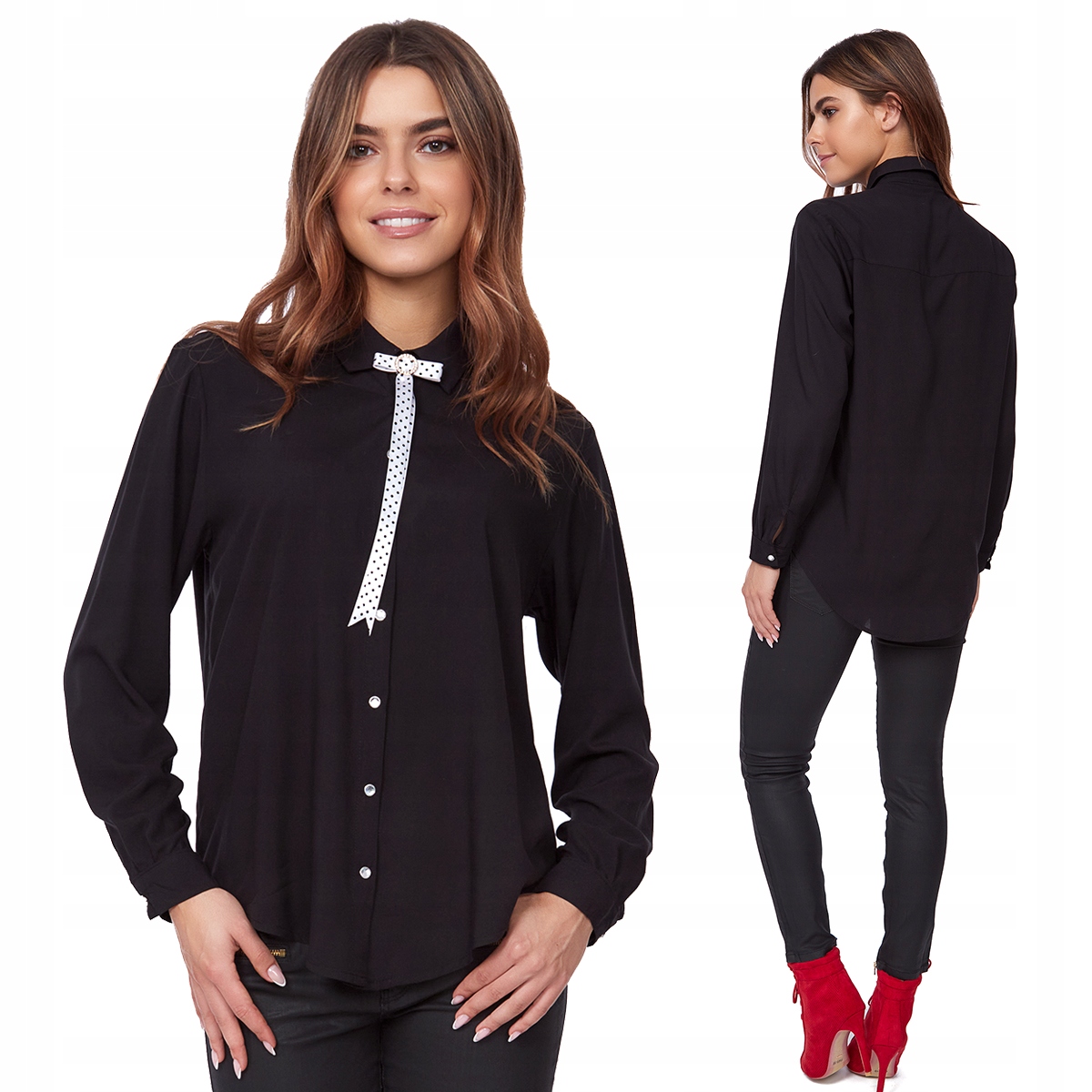 ELEGANCKA ASYMETRYCZNA KOSZULA KOKARDA ROZ- 54