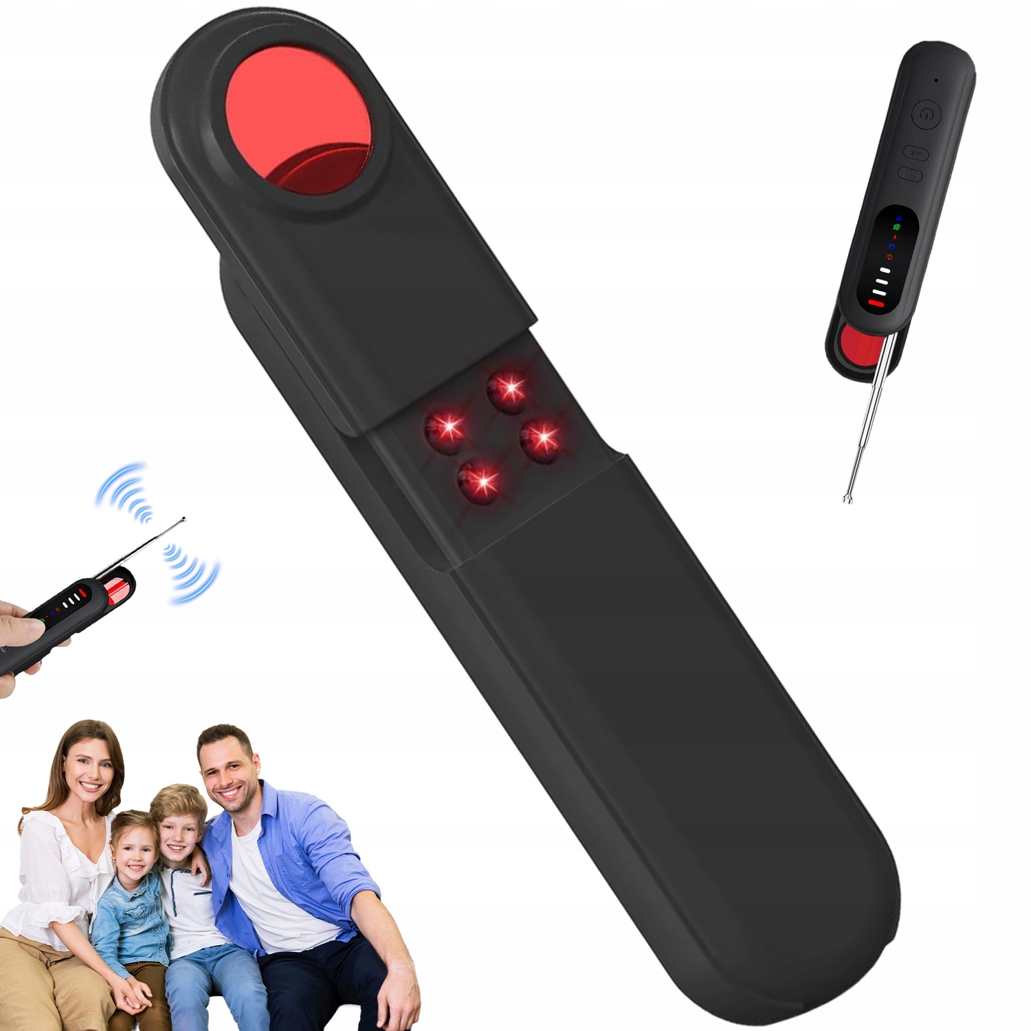 DETEKTOR SYGNAŁÓW GPS PODSŁUCHÓW I KAMER Z LATARKĄ 5 POZIOMÓW CZUŁOŚCI