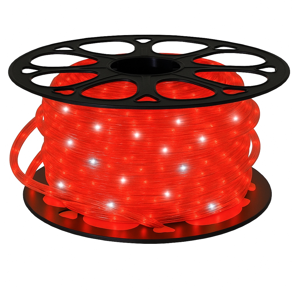Led svetelná hadica Flash červená studená biela 50 m IP44 okrúhla vonkajšia