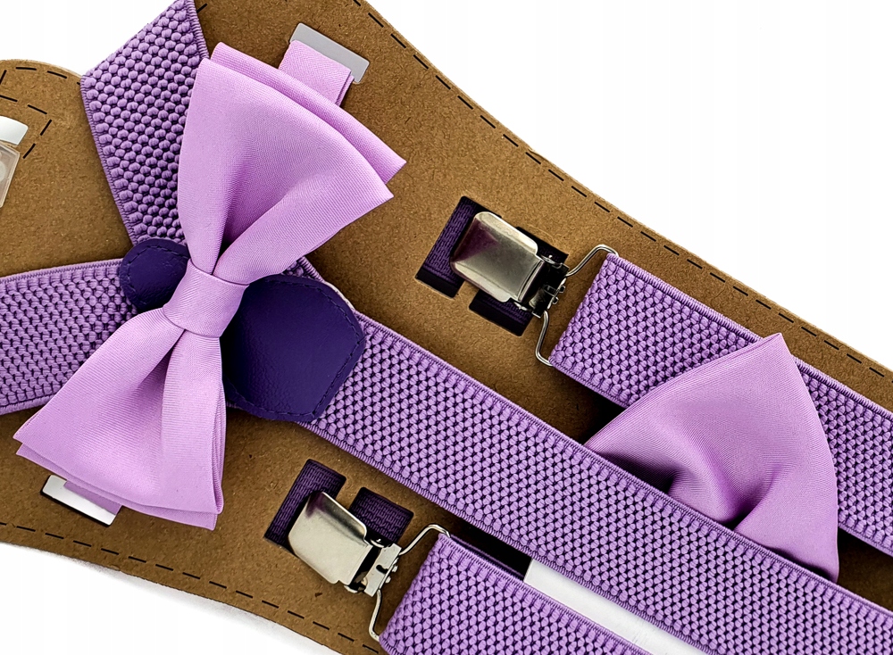 Fiolletowe wrzosowe szelki fiolet mucha z wypustką Model SZELKI FIOLETOWE - MUCHA FIOLETOWA GŁADKA