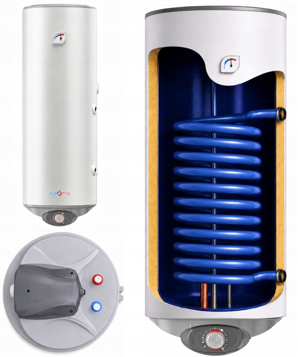 Bojler Elektryczny Zasobnik 150L Prawy Wężownica 0,89 m2 Grzałka 3kW Mocny