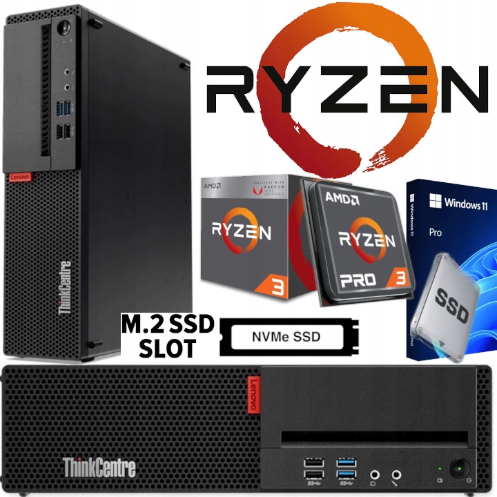 KOMPUTER Lenovo M75s SFF Ryzen 3 4GHz DDR4 SSD 8/240 RSCOM Windows 11