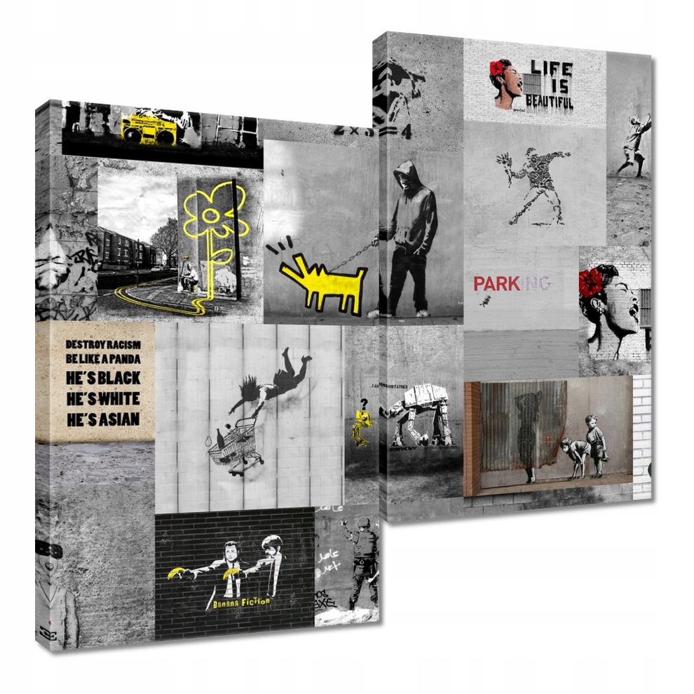 

Obraz 60x60 Mix Kolaż Collage Banksy