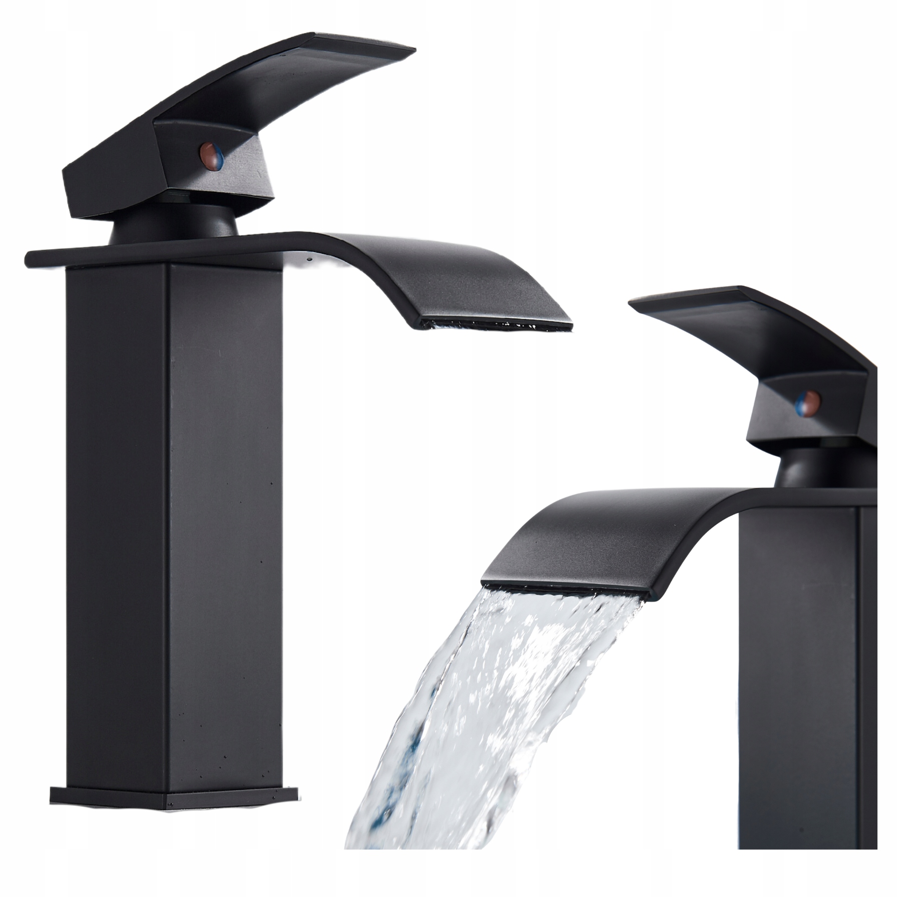 Stojící umyvadlová baterie Vodopád Nízká Baterie Mosaz Černá