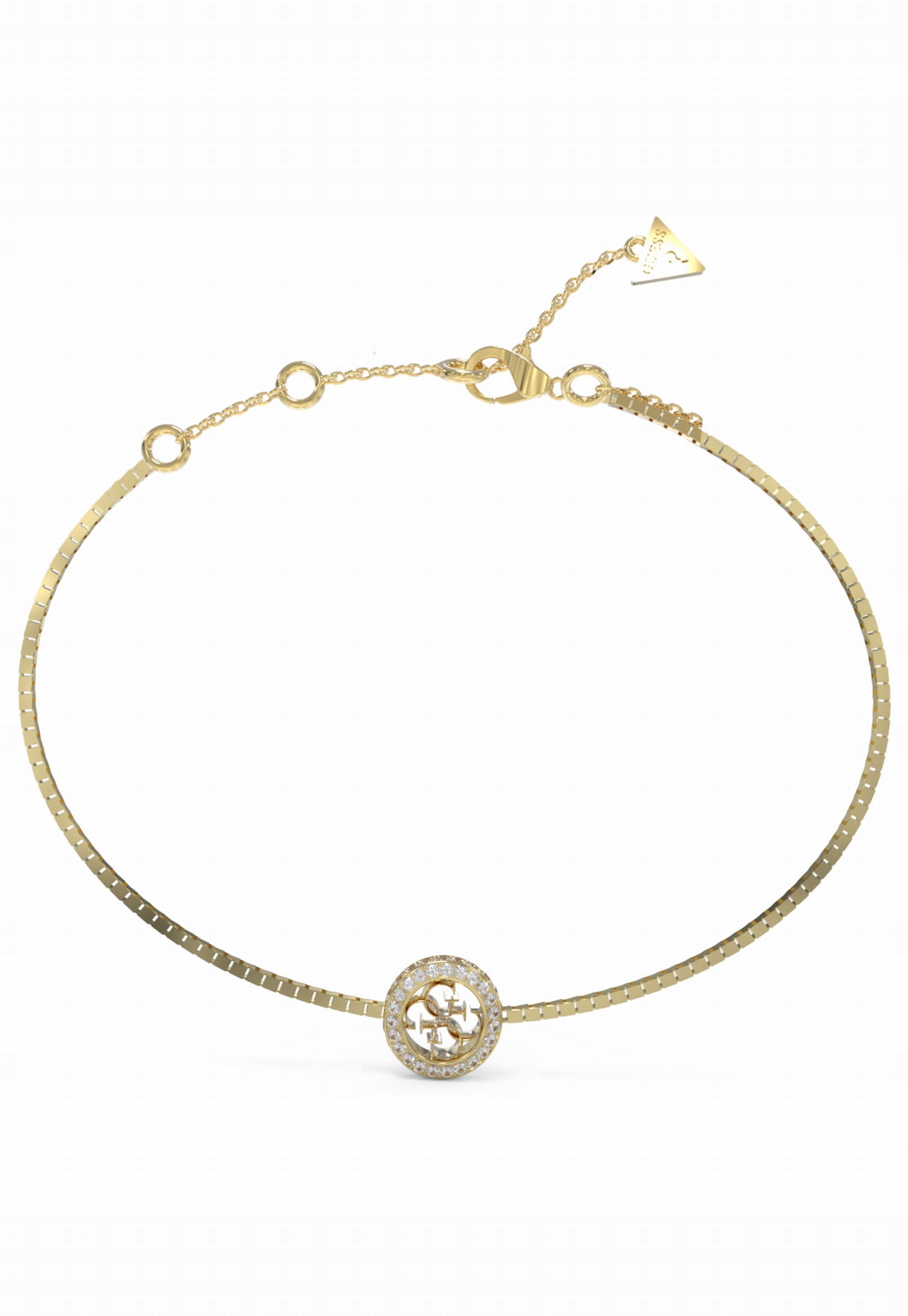 Náramek Guess 4G Crush Kolečko zirkon ocel zlatý nastavitelný vel. S