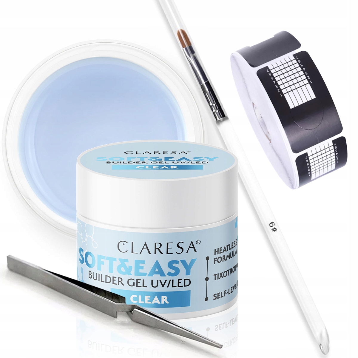 Zestaw CLARESA ŻEL 45g + pędzel zaciskarka szablon