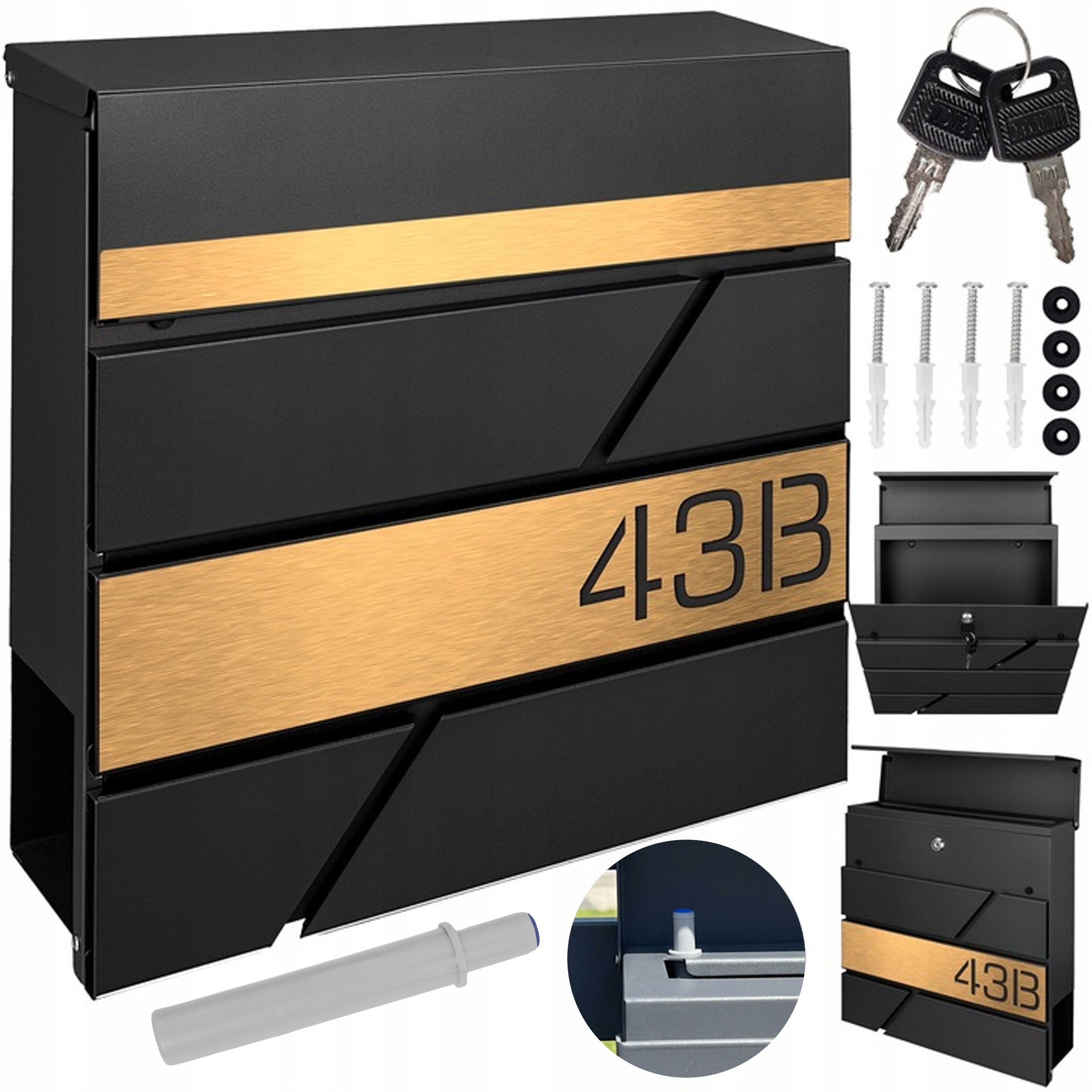 Poštovní Schránka Černá Zlatý Nápis Personalizace Novin Moderní