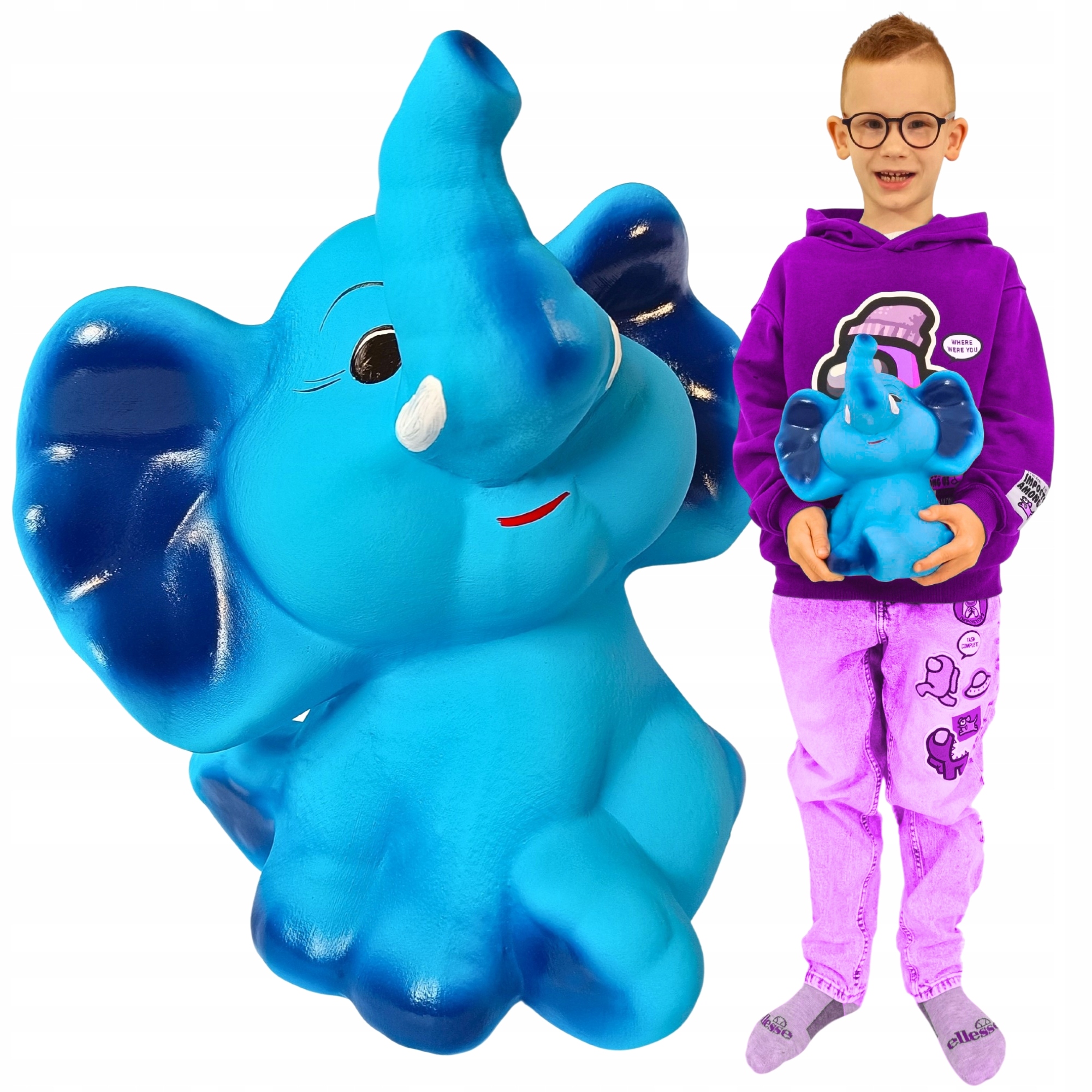 Modrá pokladnička Slon tradiční K Rozbití pro děti Velká prostorná XL