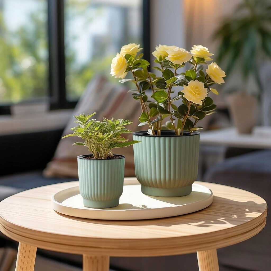 6x SAMONAWADNIAJĄCA DONICZKA DO KWIATÓW ROŚLIN MAŁA MIĘTOWA ZESTAW DONICA EAN (GTIN) 608442066303