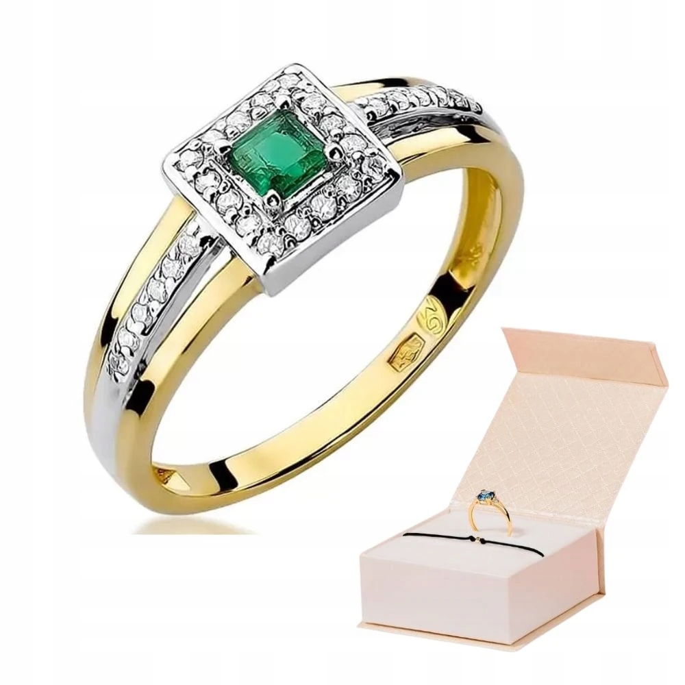 Zlatý Prstýnek 585 Se Smaragdem 0,15ct A Diamanty Zlatý Náramek