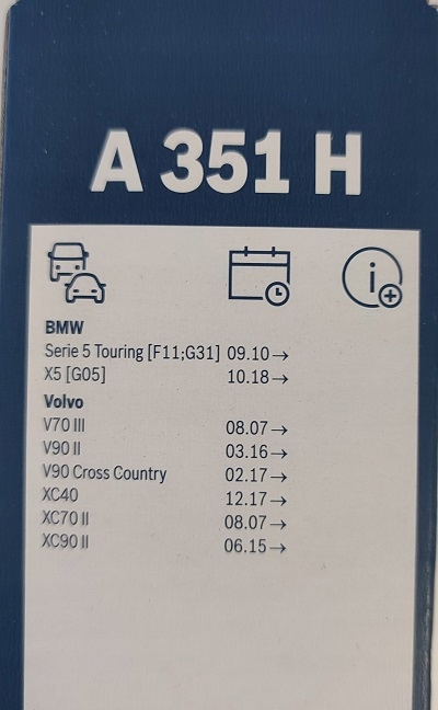 BOSCH WYCIERACZKA TYŁ TYLNA VOLVO V90 II, XC90 II Długość pióra 350 mm