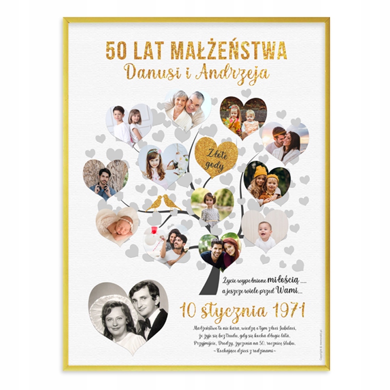 

Złote Gody Plakat Rocznica Ślubu ramka a3