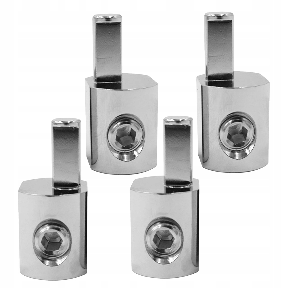 2 PARY ADAPTERÓW REDUKCYJNYCH DO PRZEWODÓW WZMACNIACZA SAMOCHODOWEGO AUDIO, SREBRNE, NIKLOWANE ALUMINIUM