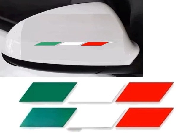 2x Odblaskowa Naklejka Italia Flaga Włochy na Samochód na Lusterko Klapę