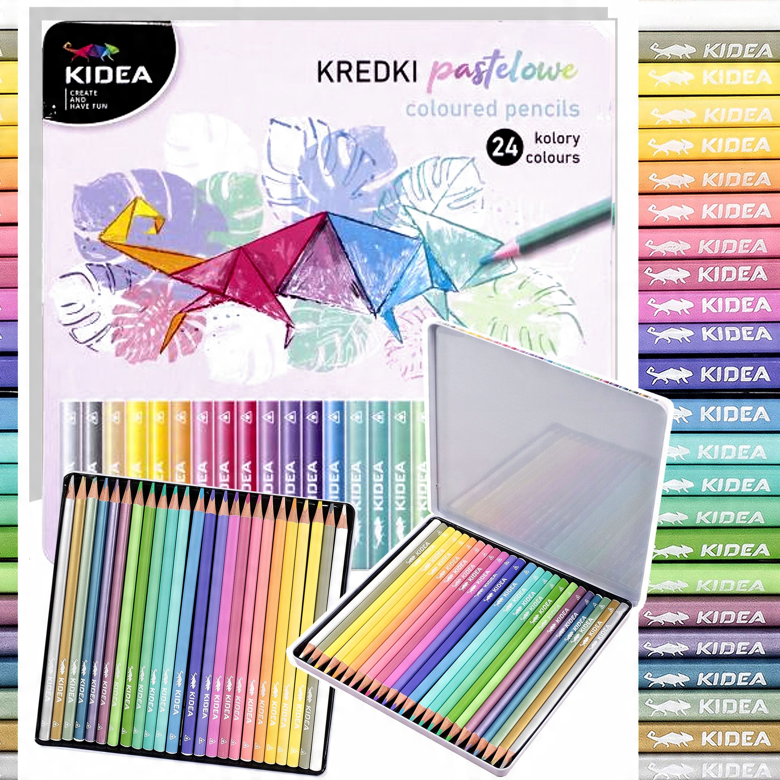 

Kidea Kredki Pastelowe W Metalowym Pudełku 24 Kol