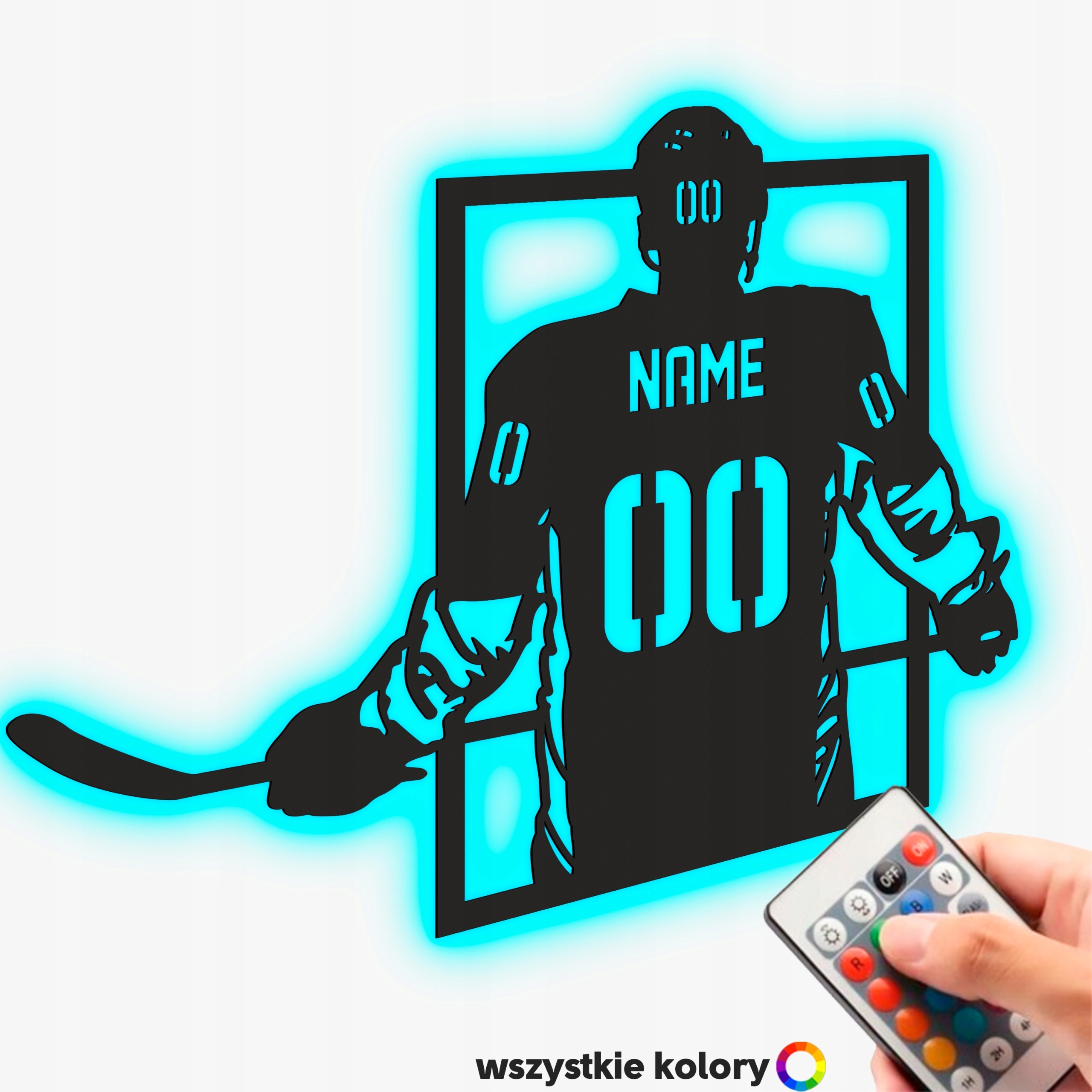 Dřevěný obraz hokejista s vaším jménem Hokej Dárek Noční Lampa Led