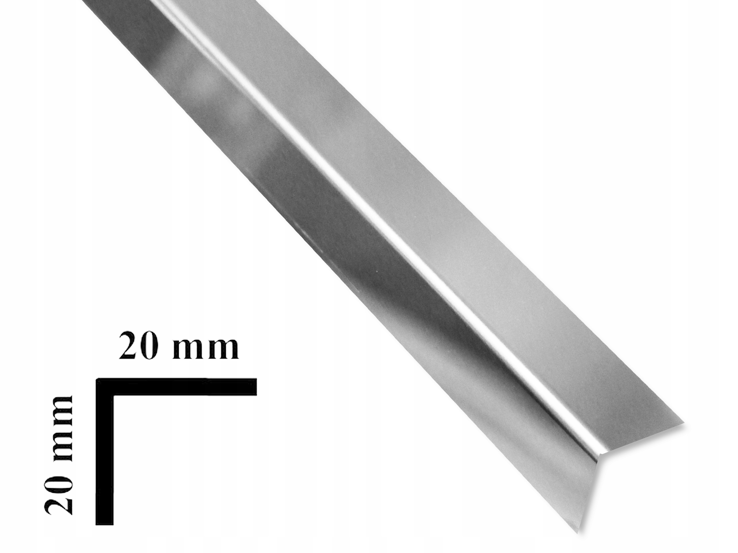 

Profil Kątowy 20/20 do glazury płytek Srebrny Inox