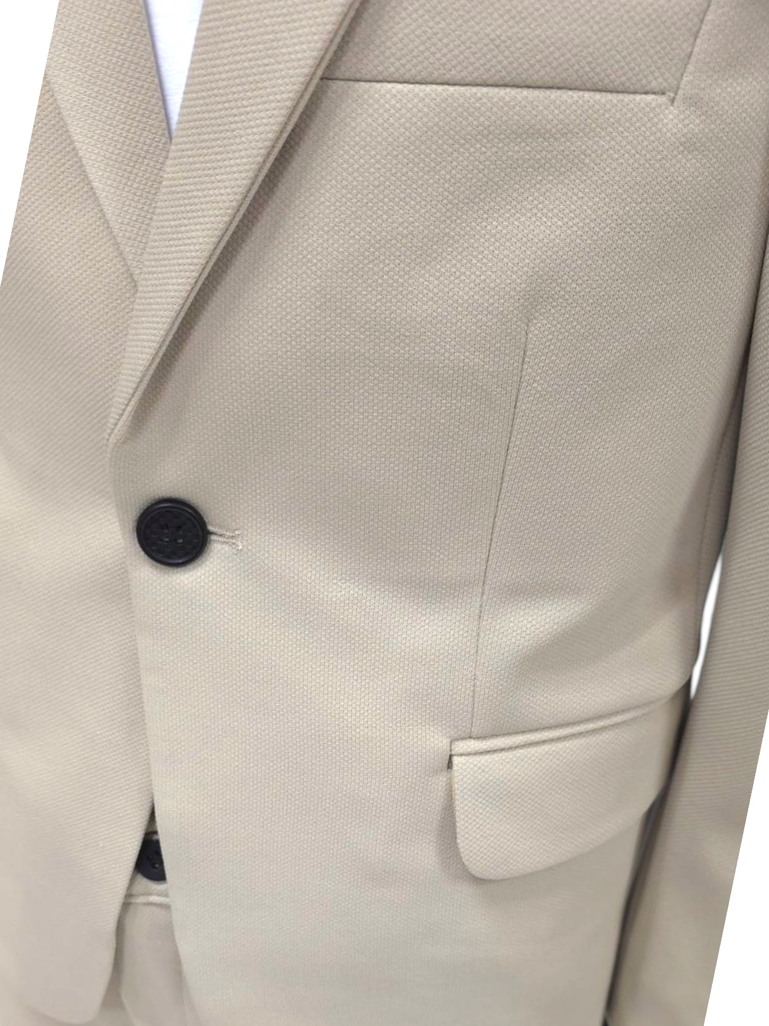 GARNITUR CHŁOPIĘCY ZESTAW BEŻOWY MARYNARKA SPODNIE + KOSZULKA 122 Marka inna