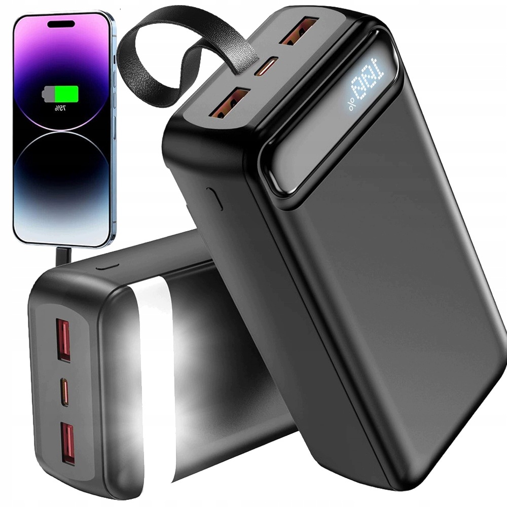 Rychlá Silná Powerbanka 50000 mAh Metalová Powerbanka S Kabelem 2xUSB-C 22,5W