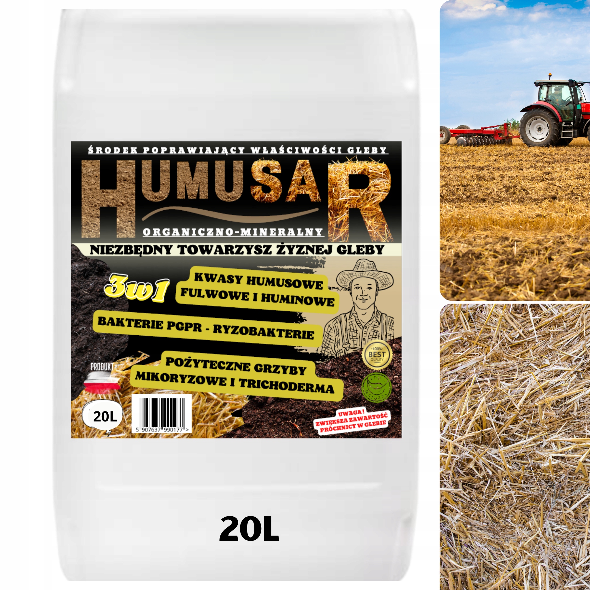 Bakterie I Kwasy Humusowe Nawóz Doglebowy Humusar Rozkład Słomy 20L na 2ha