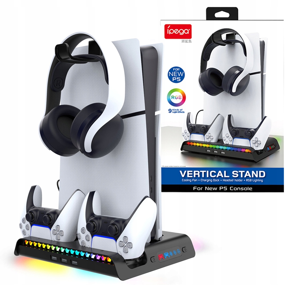 iPega Rgb chladící stanice pro Sony PS5 Slim nabíjení padů