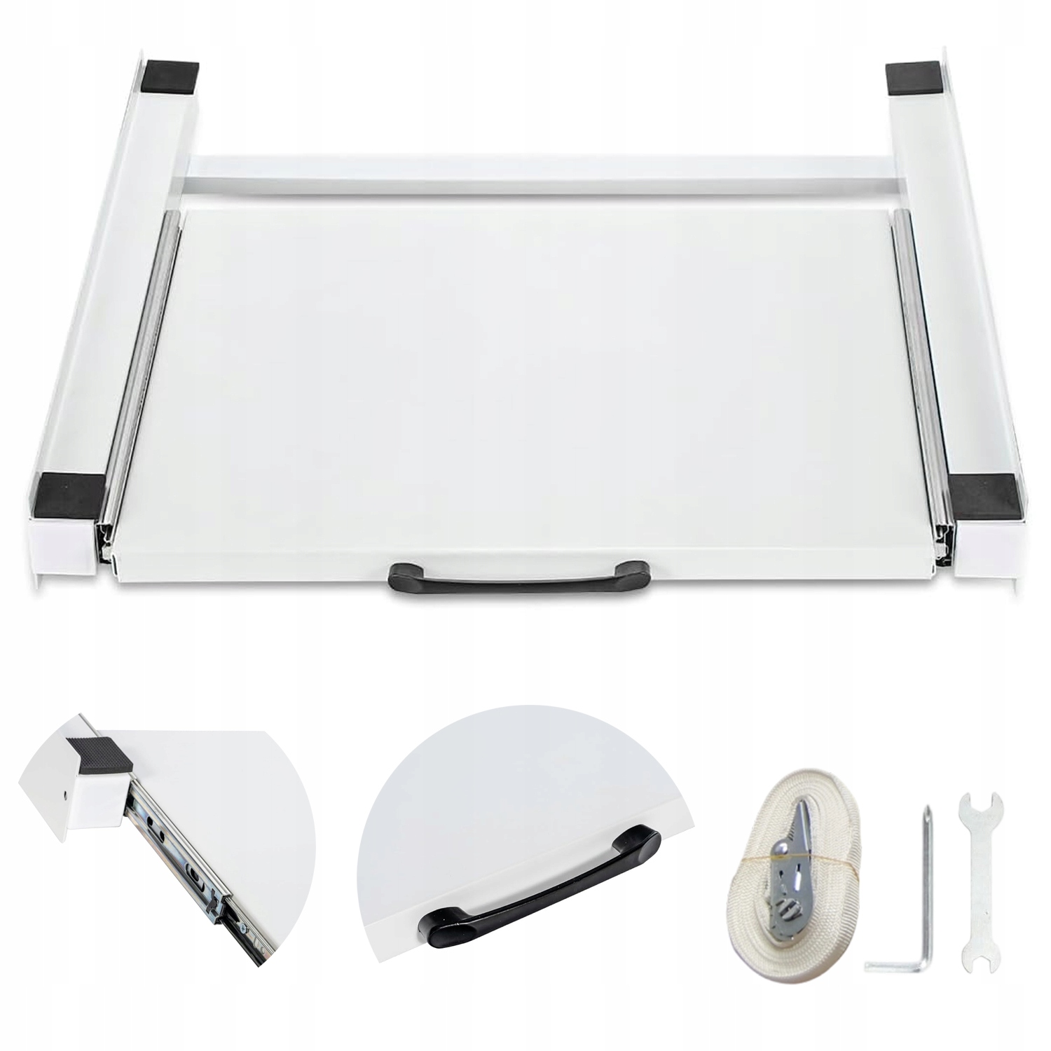 Stojak Pod Suszarkę Pralkę Półka Wysuwana 38x50CM 10KG Antypoślizg Biały