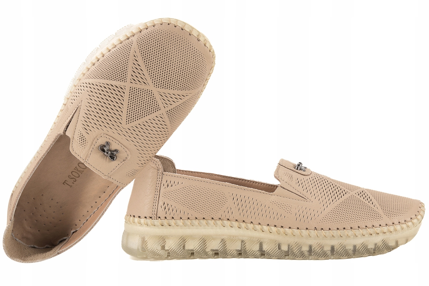 T.sokolski Ara STK-14 Mokasíny Dámské Polobotky Kožené Vložky Béžová 36
