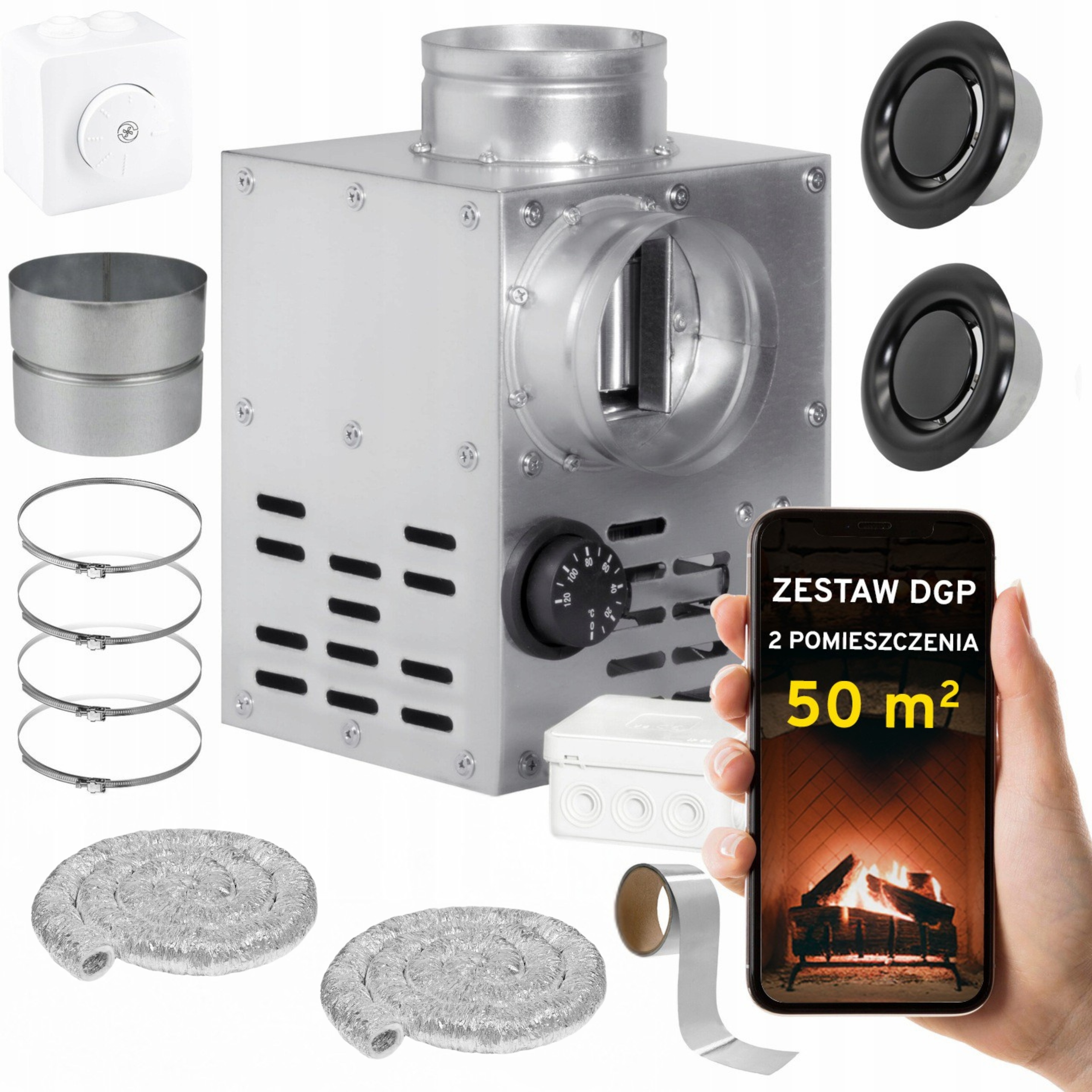 Komínová Turbína Ventilátor Komínový Set Dgp 2 miestnosti 50 m2