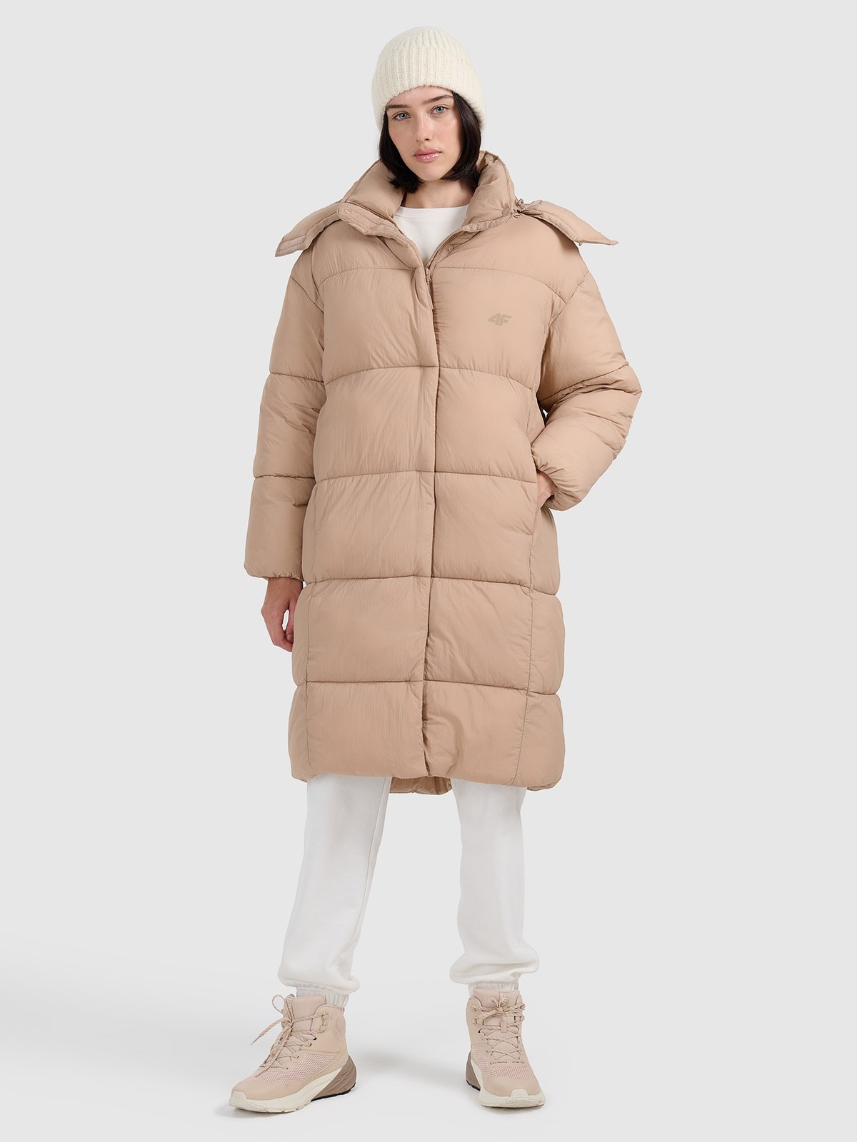 4F Dámská péřová bunda Béžová XL