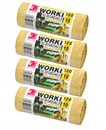

Worki do segregacji Plastik Żółte 120L Zestaw 4X10